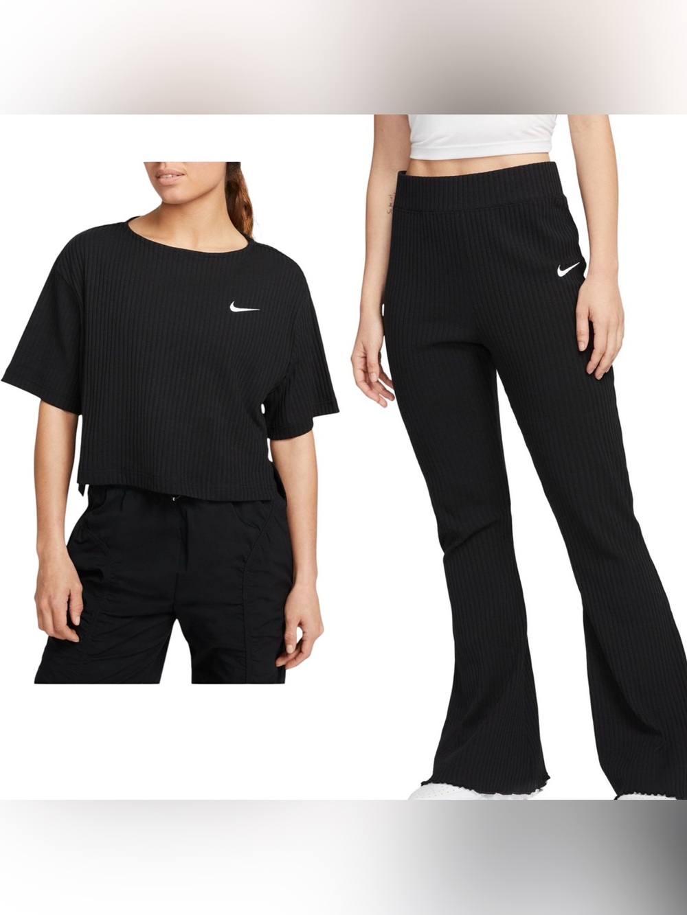 Nike Sportswear High Waisted Ribbed Jersey Pants & Top Set DV7868 DV7870 Small - Picture 2 of 13